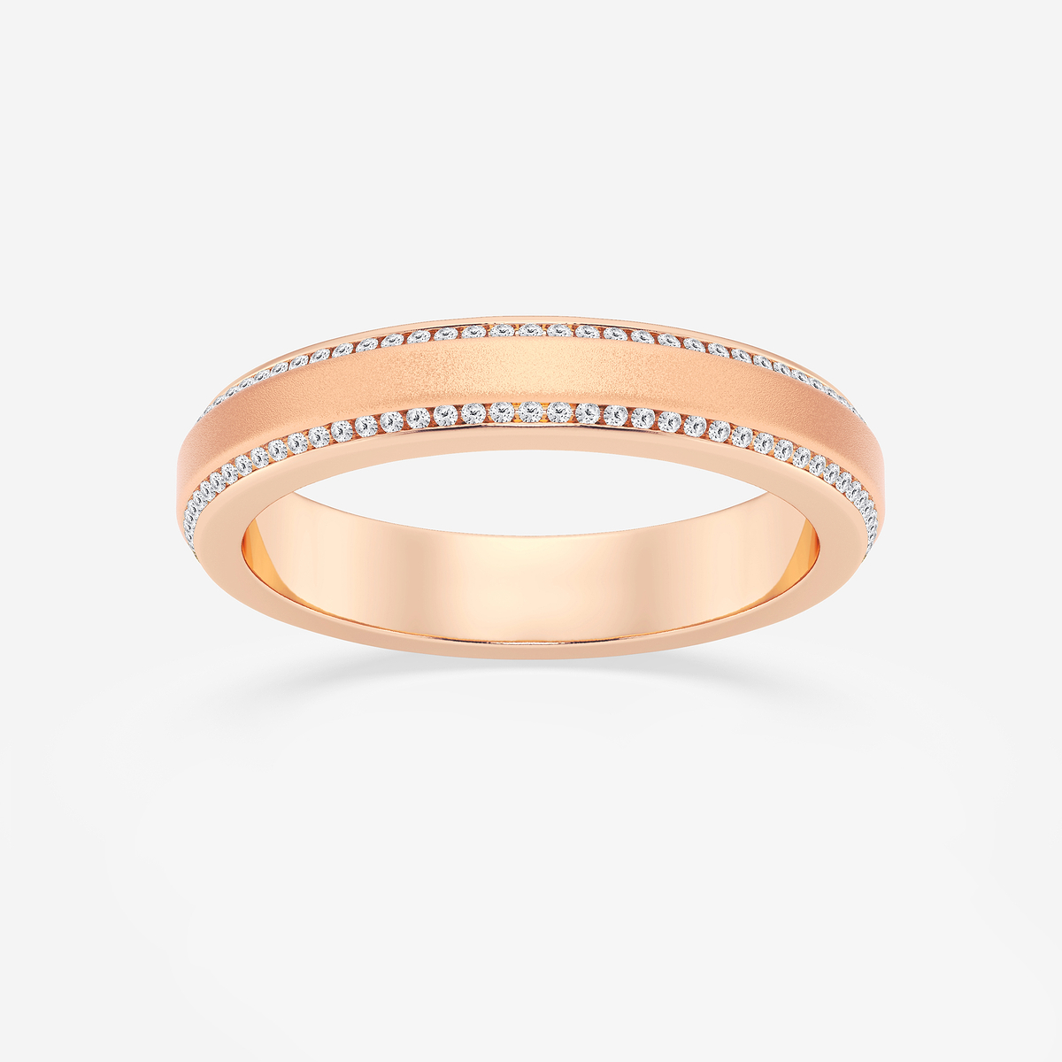 2/5 ctw Round Lab Grown Diamond 4mm Beveled Edge Sandblast Finish Eternity Band